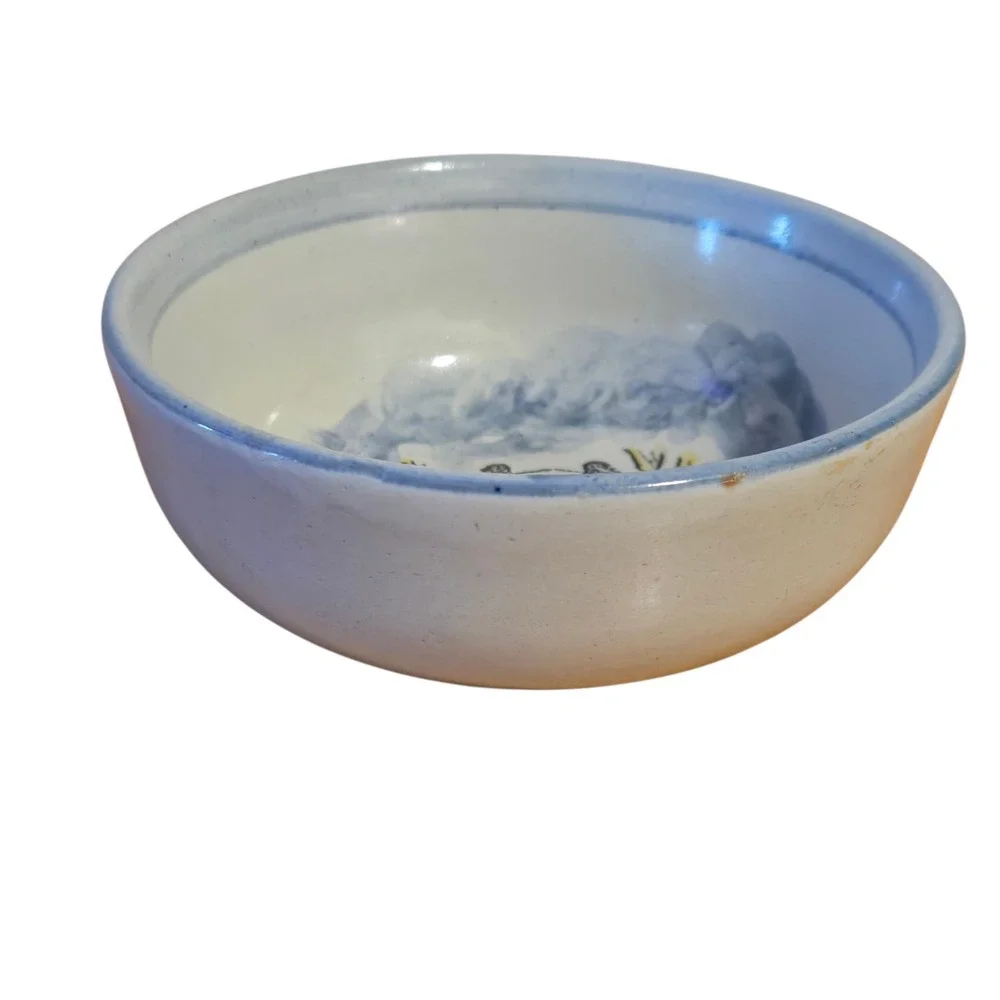 Louisville Stoneware Smithsonian Panda Bowl Blue Gray Pottery 5